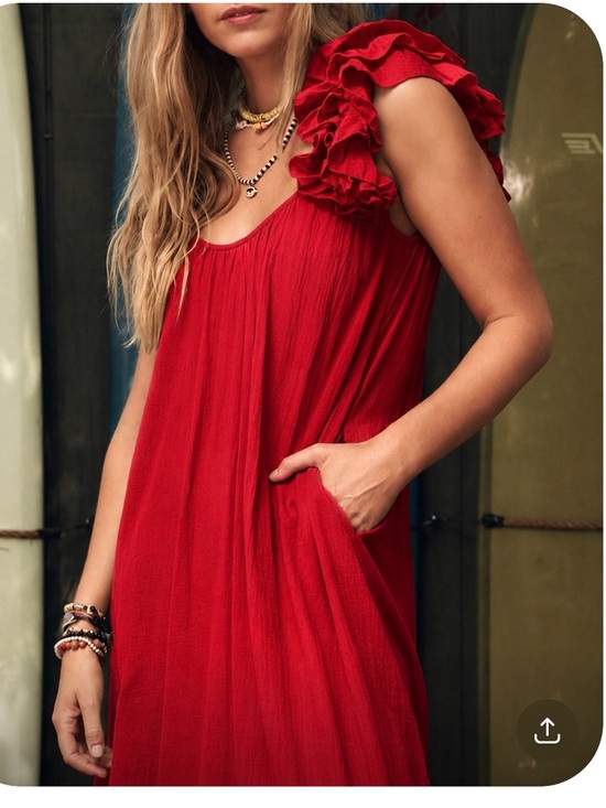 THE GREAT. Dresses & Skirts - The GREAT. tiered, midi dress, ruffle, shoulder / matching slip and pockets